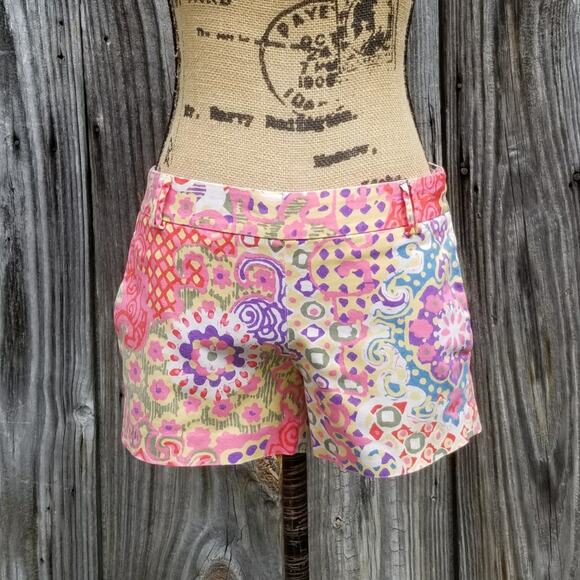 2 Pair Shorts J. CREW Size 2 Pink Multi Print Stretch Solid Navy Blue Khaki - Picture 8 of 13
